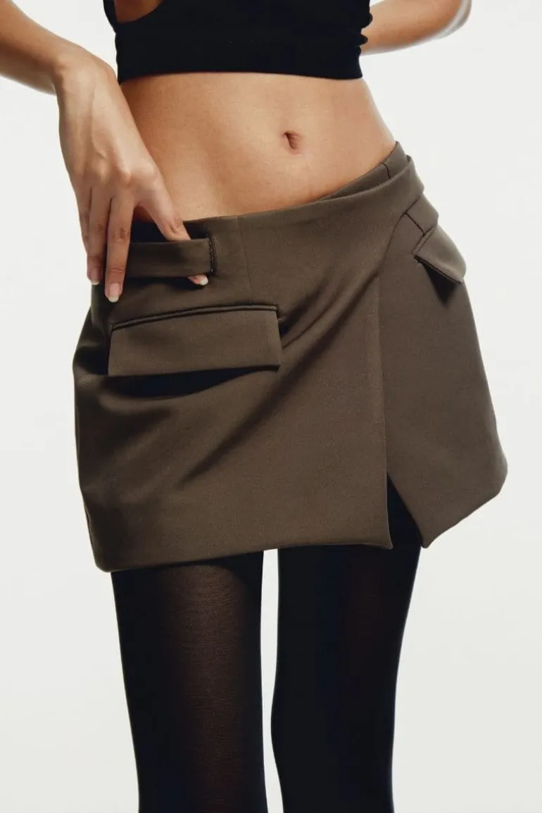 Skirts<CULT MIA CHARCOAL DOUBLE LAYERED MINI SKIRT Cedar
