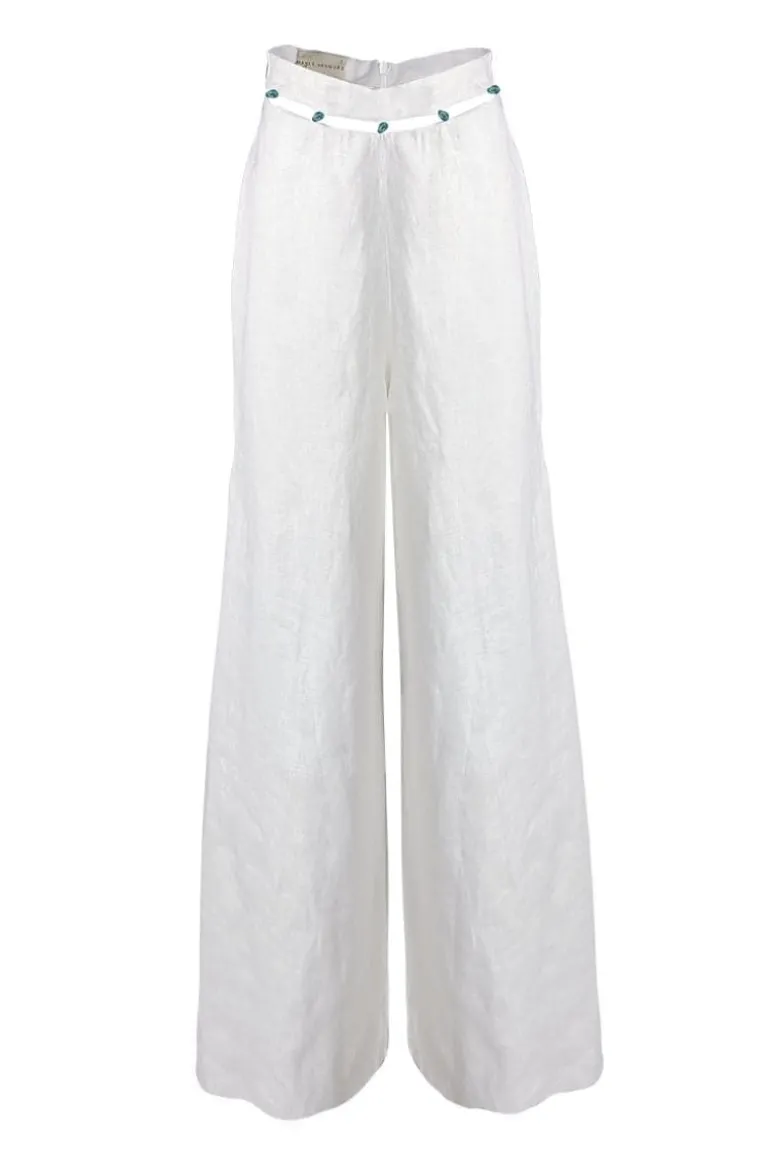 Pants<CULT MIA CIELA LINEN PLAZZO PANTS White