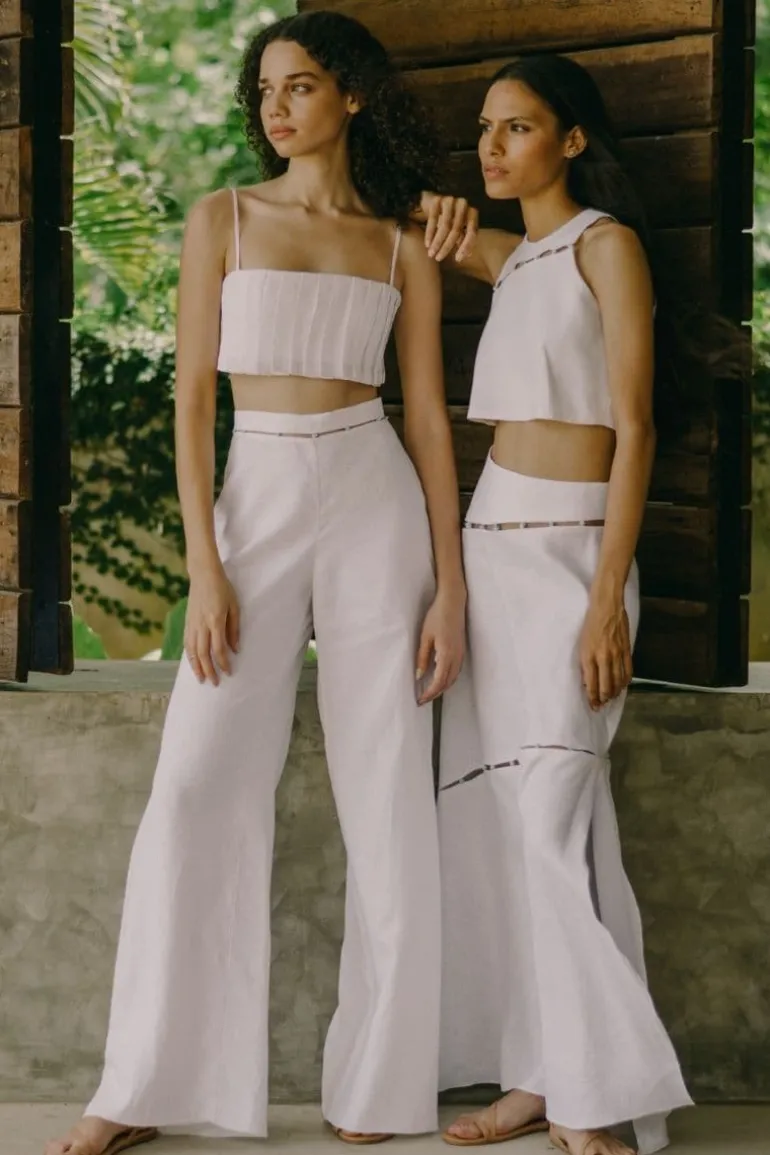 Pants<CULT MIA CIELA LINEN PLAZZO PANTS White