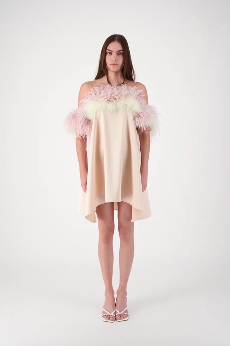 Dresses | Mini Dresses<CULT MIA CLOVER FEATHER MINI DRESS Custard