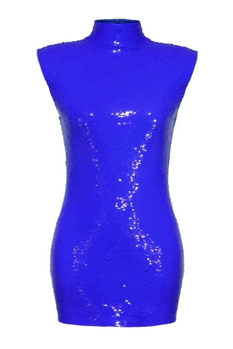 Dresses | Mini Dresses<CULT MIA COLBALT BLUE SEQUIN BODYCON MINI DRESS Cobalt Blue