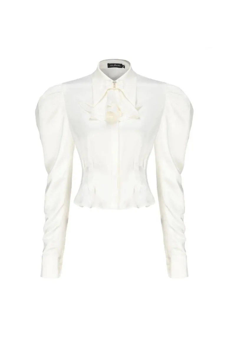 Tops<CULT MIA COLETTE TOP WITH DETATCHABLE DIAMOND BOW White