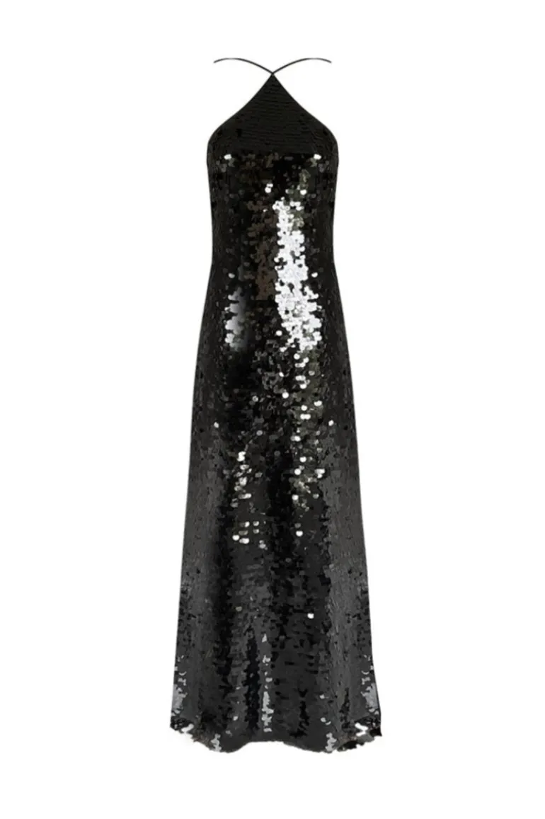Dresses<CULT MIA COSMOS SEQUINED MAXI DRESS Black