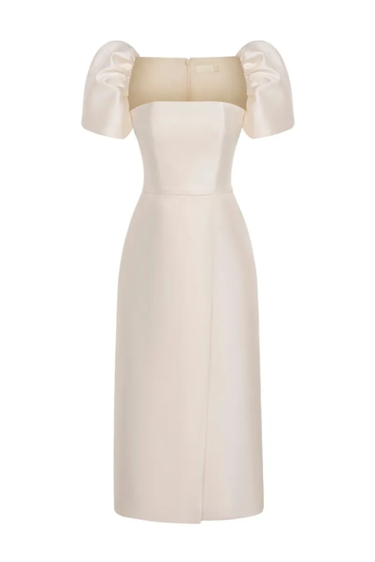 Dresses | Midi Dresses<CULT MIA PUFF SLEEVE MIDI DRESS Cream