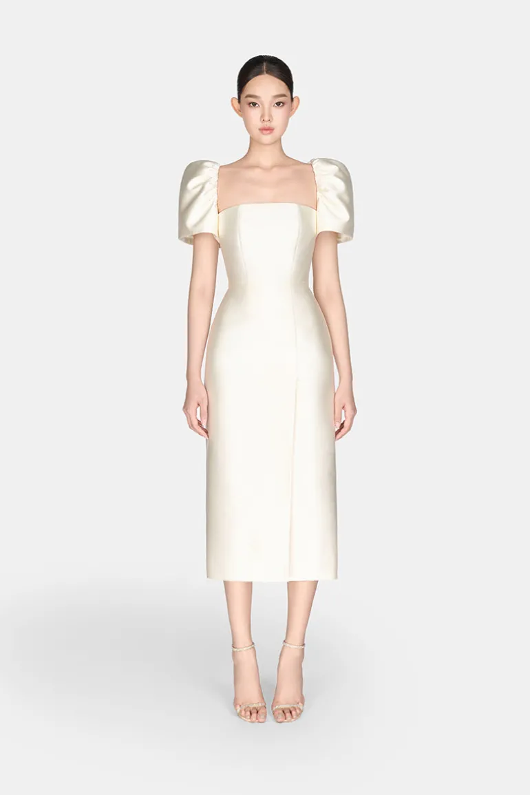 Dresses | Midi Dresses<CULT MIA PUFF SLEEVE MIDI DRESS Cream