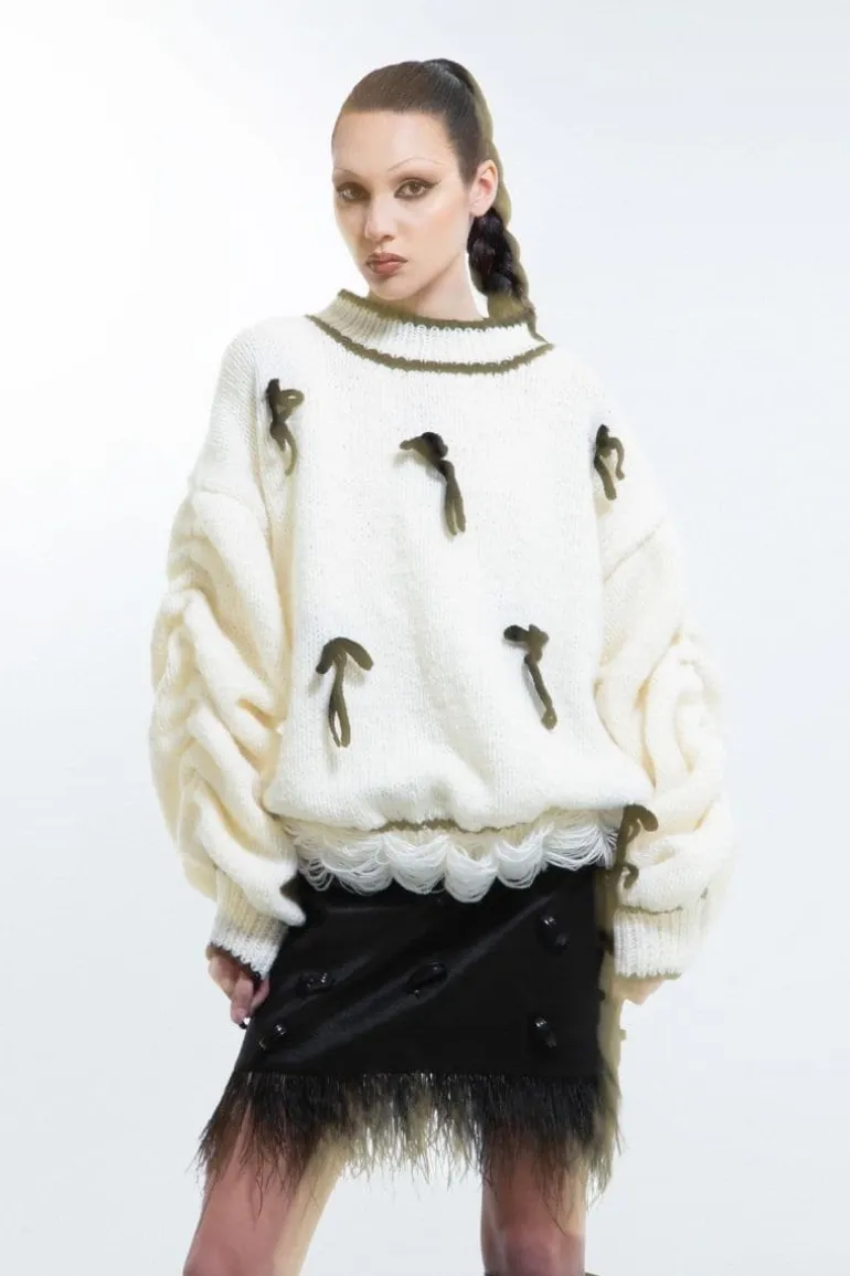 Knitwear<CULT MIA CREAM-CAKE KNITTED SWEATER White