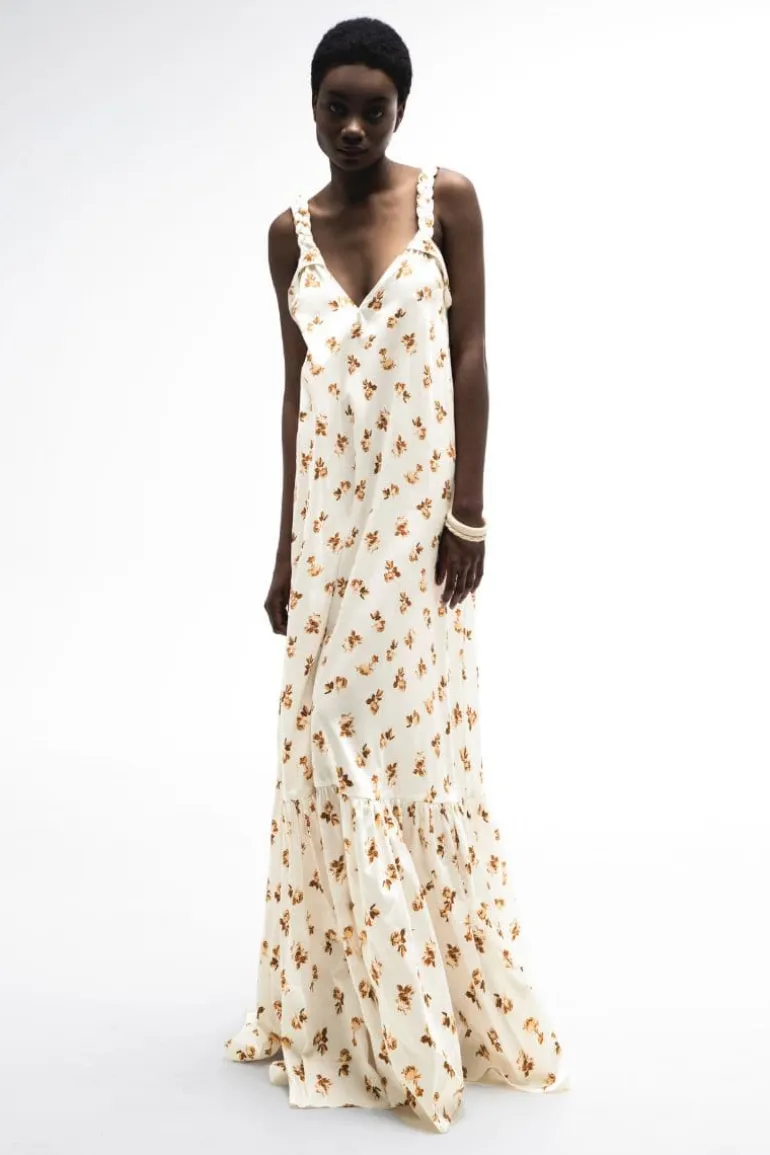 Dresses<CULT MIA BRAID FLORAL MAXI DRESS Creme White