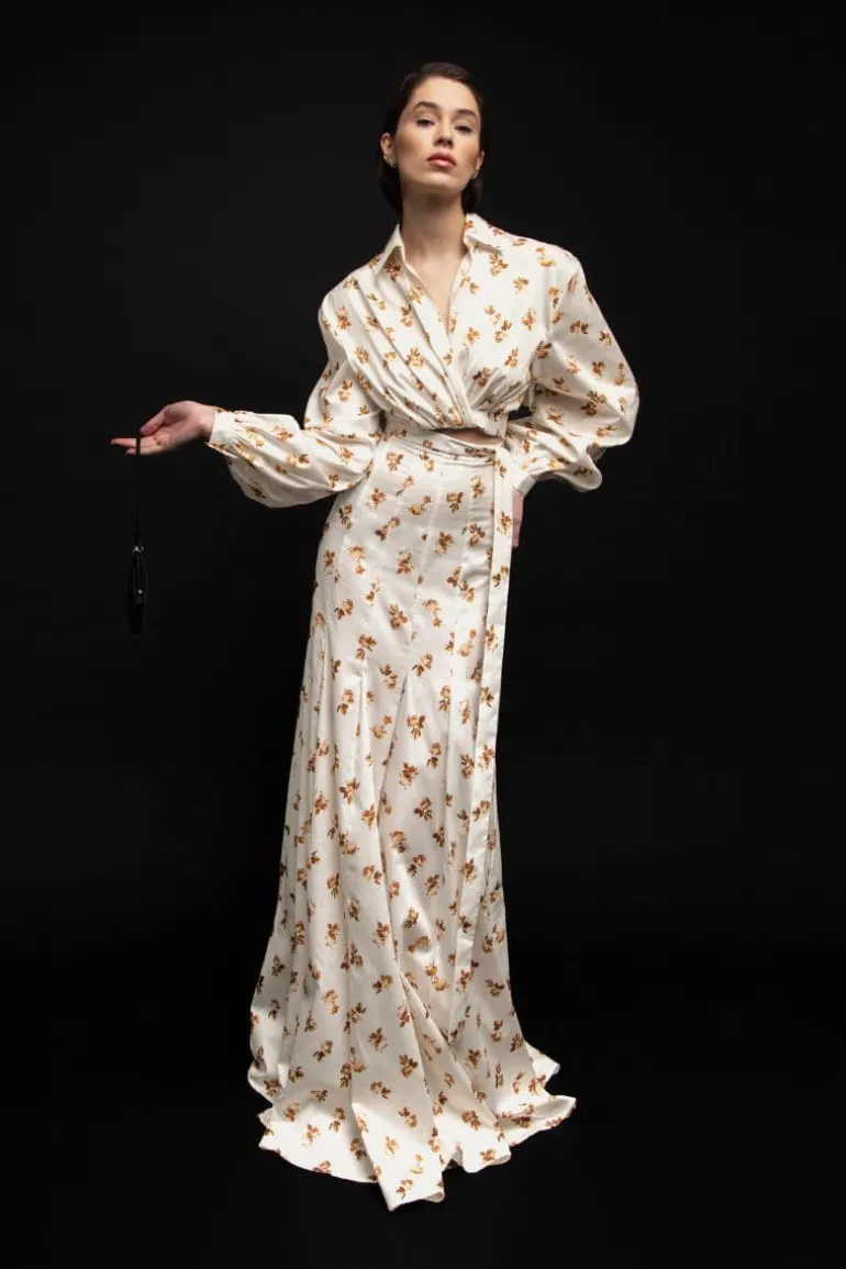 Skirts<CULT MIA FLORAL MAXI SKIRT Creme White