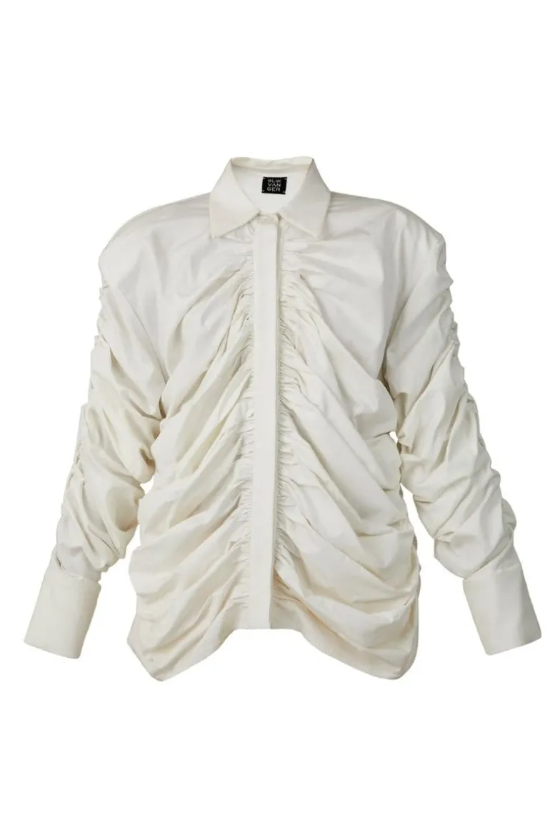 Tops<CULT MIA CRUMPLED SHIRT White