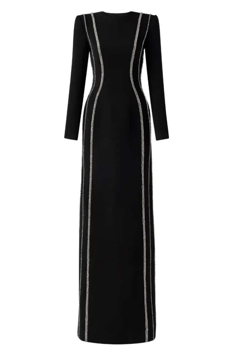 Dresses | Gowns<CULT MIA CRYSTAL - EMBELLISHED LONG SLEEVE BODYCON FULL DRESS Black