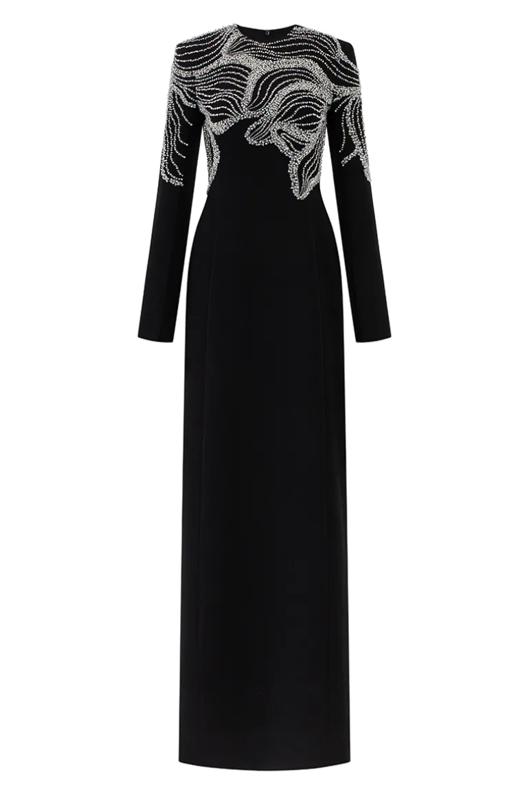 Dresses | Gowns<CULT MIA CRYSTAL EMBELLISHED SHOULDER STRAIGHT DRESS Black