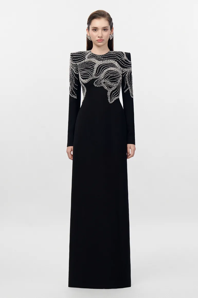 Dresses | Gowns<CULT MIA CRYSTAL EMBELLISHED SHOULDER STRAIGHT DRESS Black