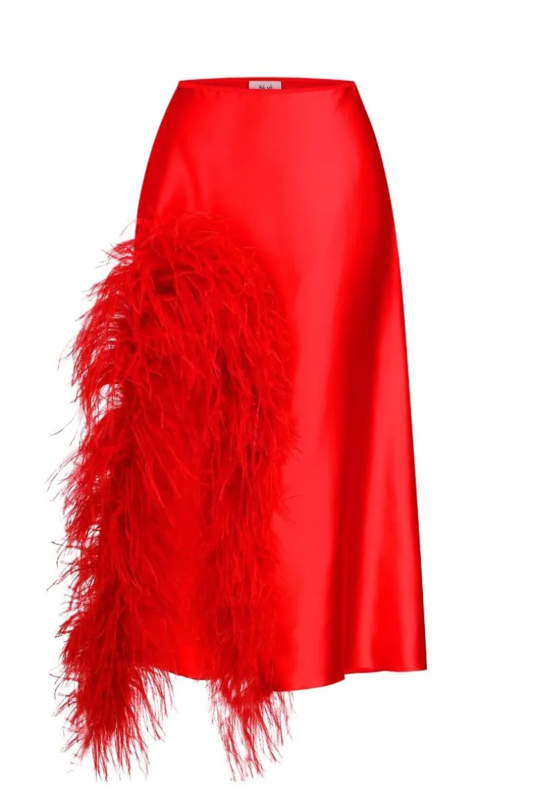 Skirts<CULT MIA X NUÉ STUDIO LAETITIA SKIRT FEATHERS Red