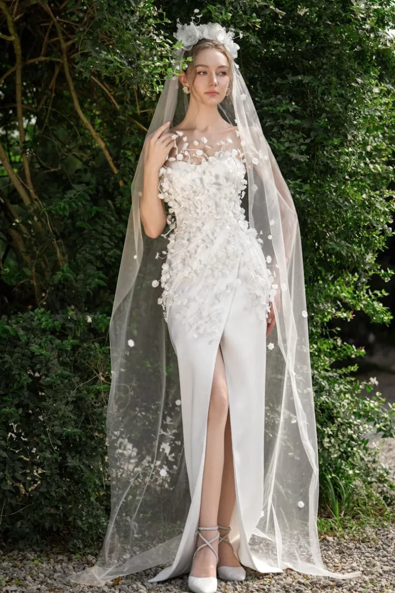 Dresses | Gowns<CULT MIA X 21SIX CONNIE SILK SATIN FLOWERS GOWN White