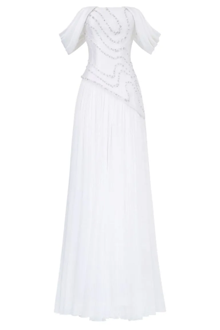 Dresses | Gowns<CULT MIA X 21SIX HELENA TAFFETA PLEATED GOWN White