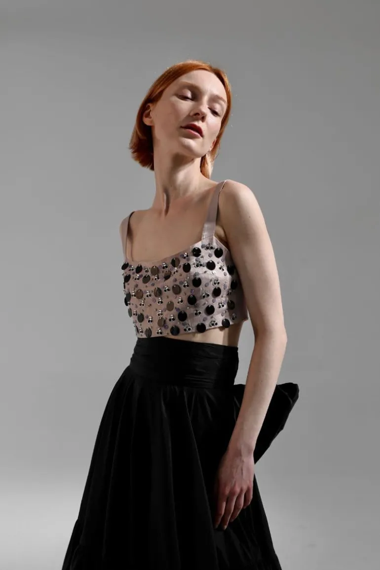 Tops<CULT MIA DAKOTA EMBROIDERED CROP TOP Pink