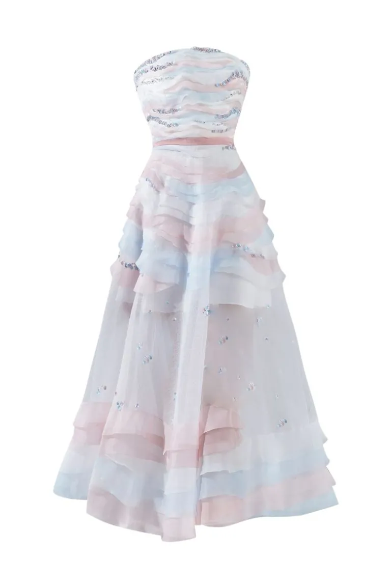 Dresses | Midi Dresses<CULT MIA DALLAS ORGANZA STRAPLESS LAYERED MIDI DRESS Ombre