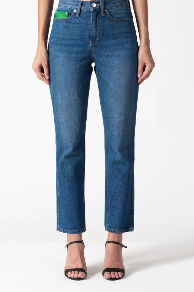 Pants<CULT MIA HIGH-RISE SLIM-LEG JEANS Dark Blue