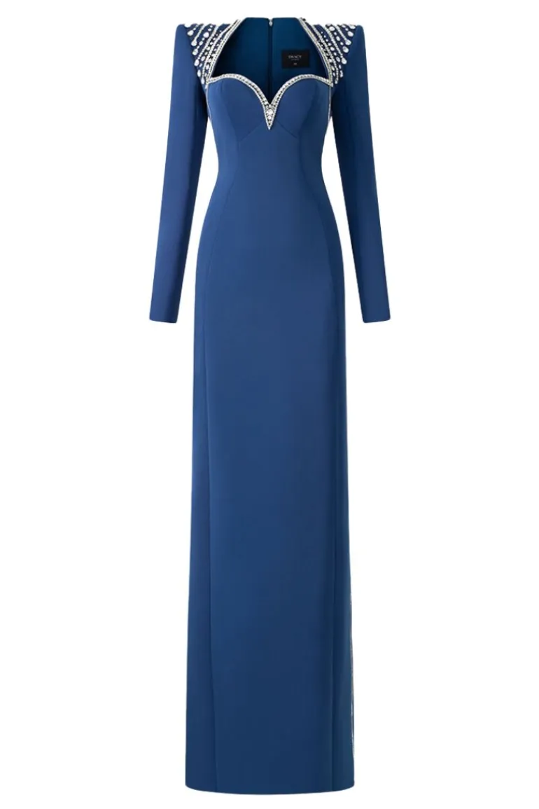Dresses | Gowns<CULT MIA LONG SLEEVE CHEST CUP STRAIGHT GOWN Dark Blue
