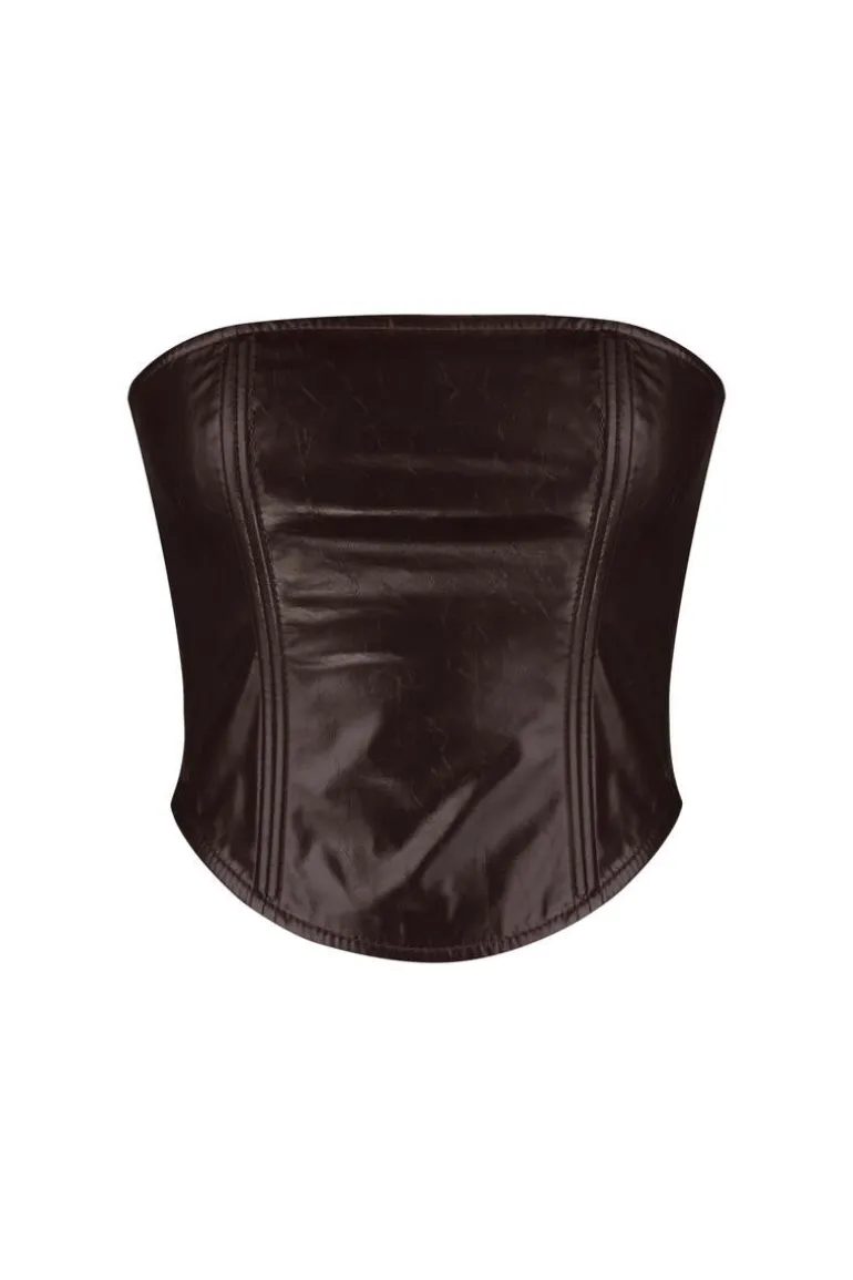 Tops<CULT MIA CORSET TOP Dark Chocolate