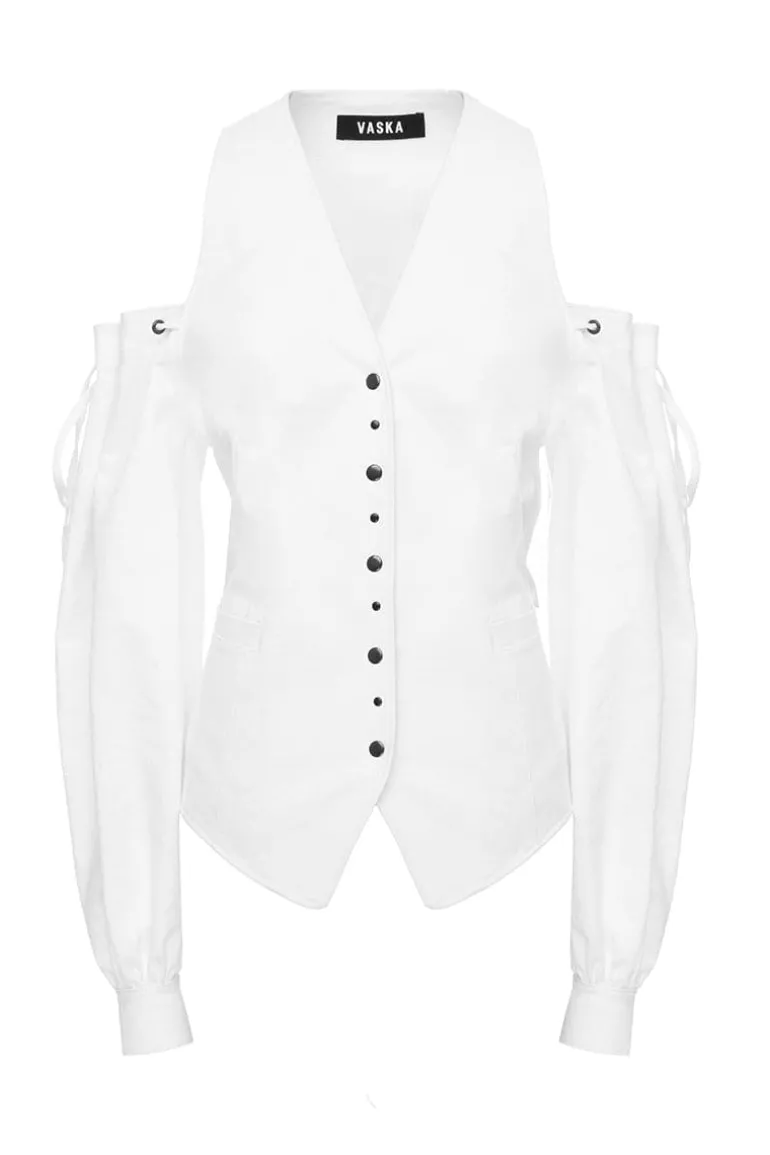 Jackets<CULT MIA DENIM CUT-OUT JACKET White
