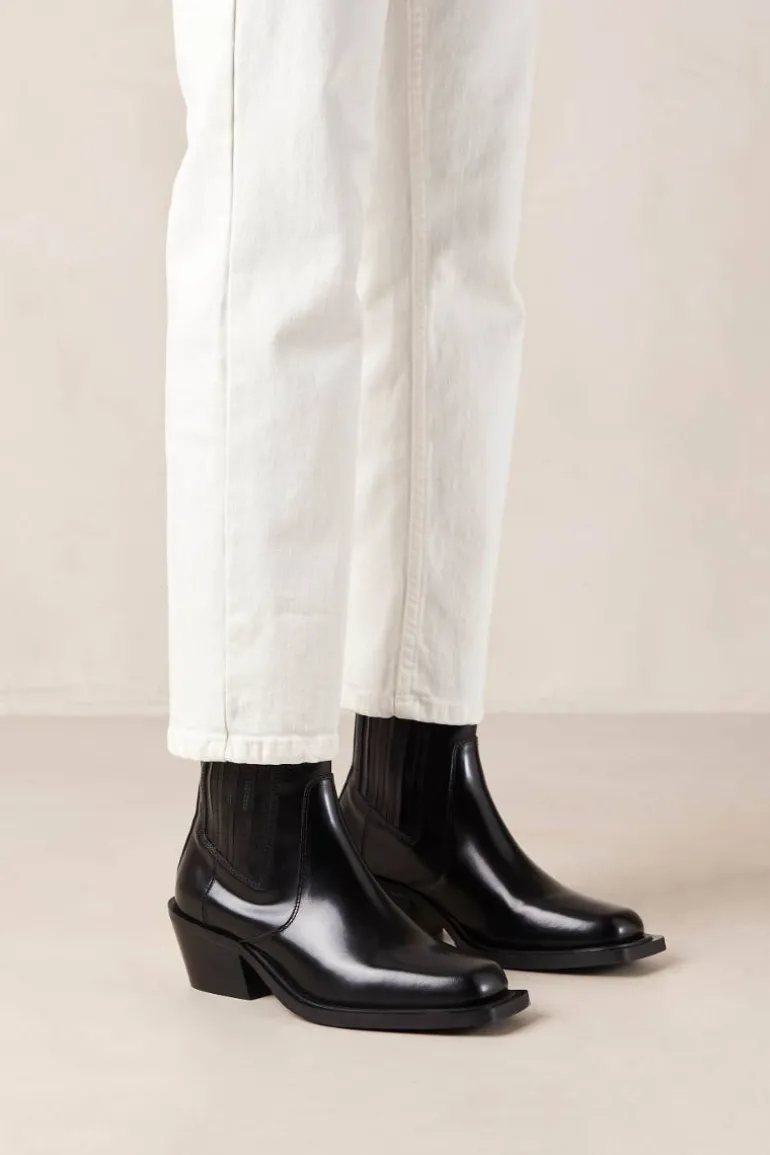 Boots<CULT MIA DENVER BLACK LEATHER ANKLE BOOTS