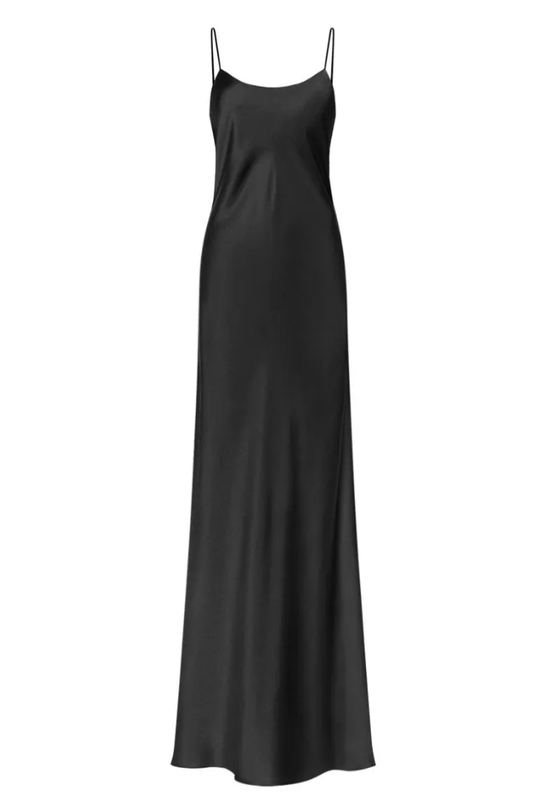 Dresses<CULT MIA DEVON LOW BACK SILK SATIN MAXI DRESS IN Black
