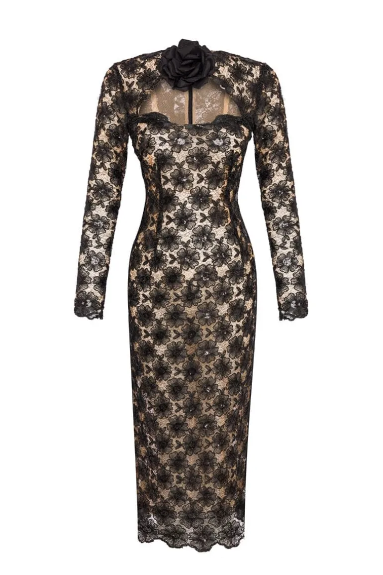 Dresses | Midi Dresses<CULT MIA DINA CUT-OUT SEQUINED-TULLE MIDI DRESS Black