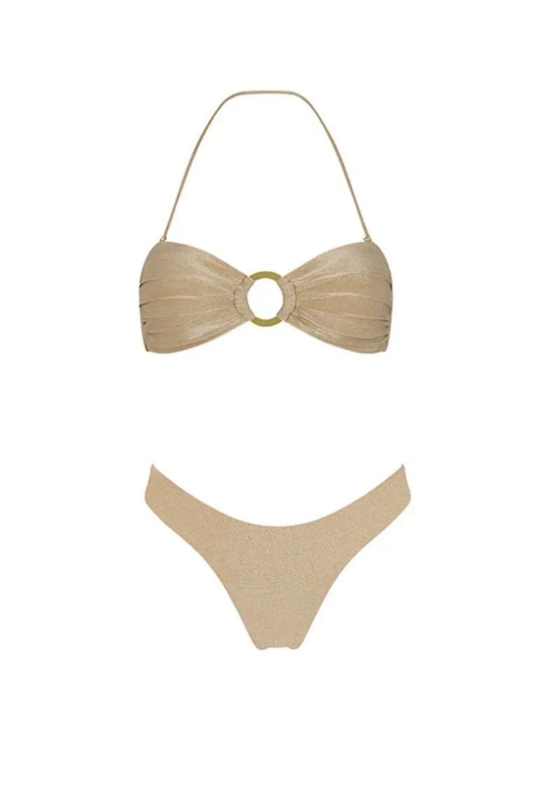 Swimwear<CULT MIA DOREE BANDEAU TOP AND HIGH LEG BOTTOM BIKINI Gold