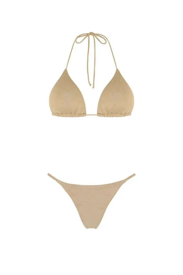 Swimwear<CULT MIA DOREE TRIANGLE TOP AND STRING BOTTOM BIKINI Gold