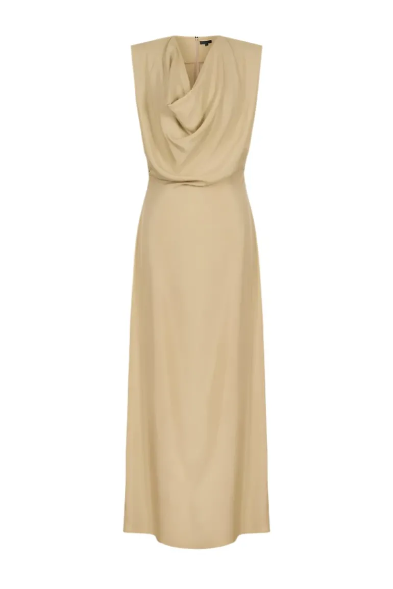 Dresses | Midi Dresses<CULT MIA DRAPED NECK LONG DRESS IN Beige