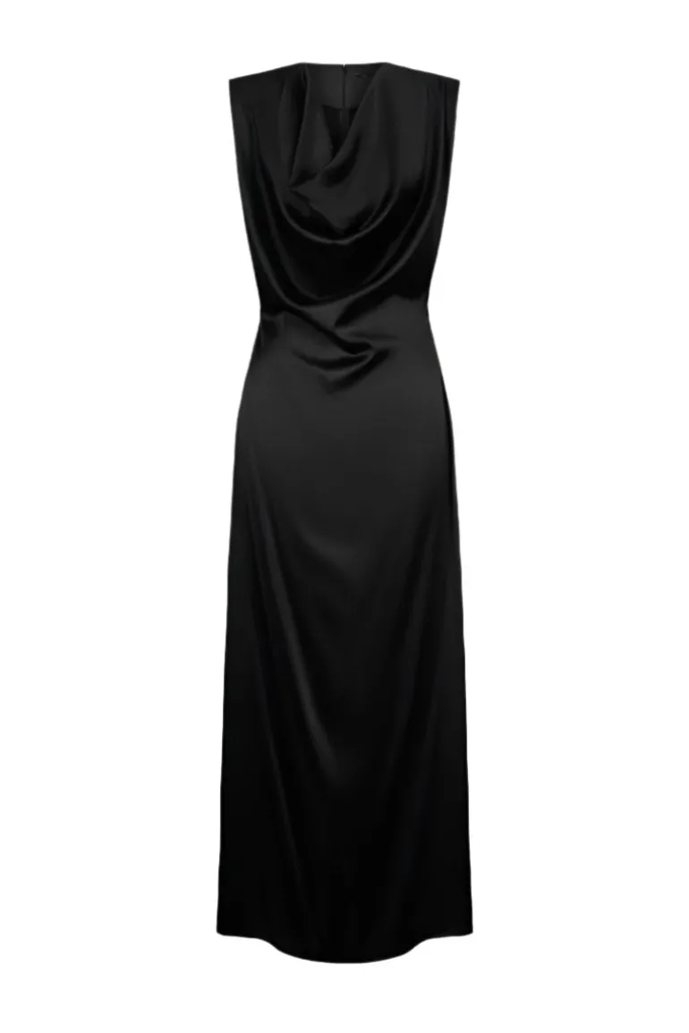 Dresses | Midi Dresses<CULT MIA DRAPED NECK LONG DRESS IN Black
