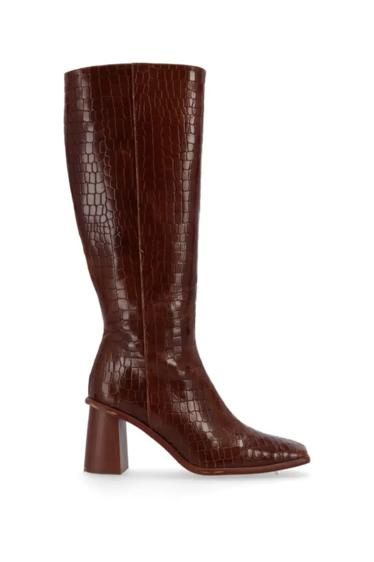 Boots<CULT MIA EAST ALLI BROWN LEATHER BOOTS