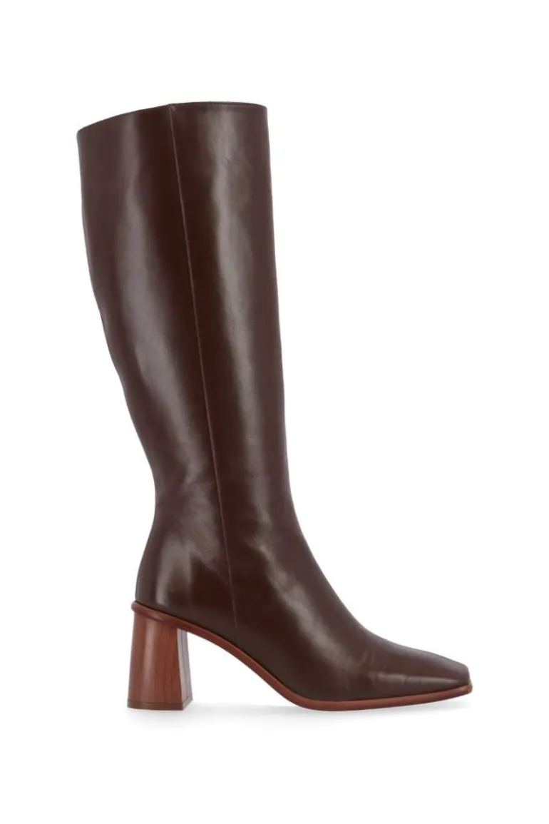 Boots<CULT MIA EAST COFFEE BROWN LEATHER BOOTS