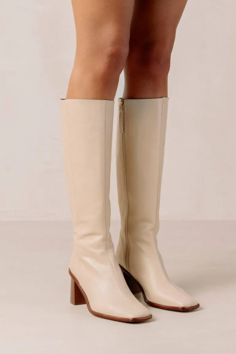 Boots<CULT MIA EAST CREAM LEATHER BOOTS