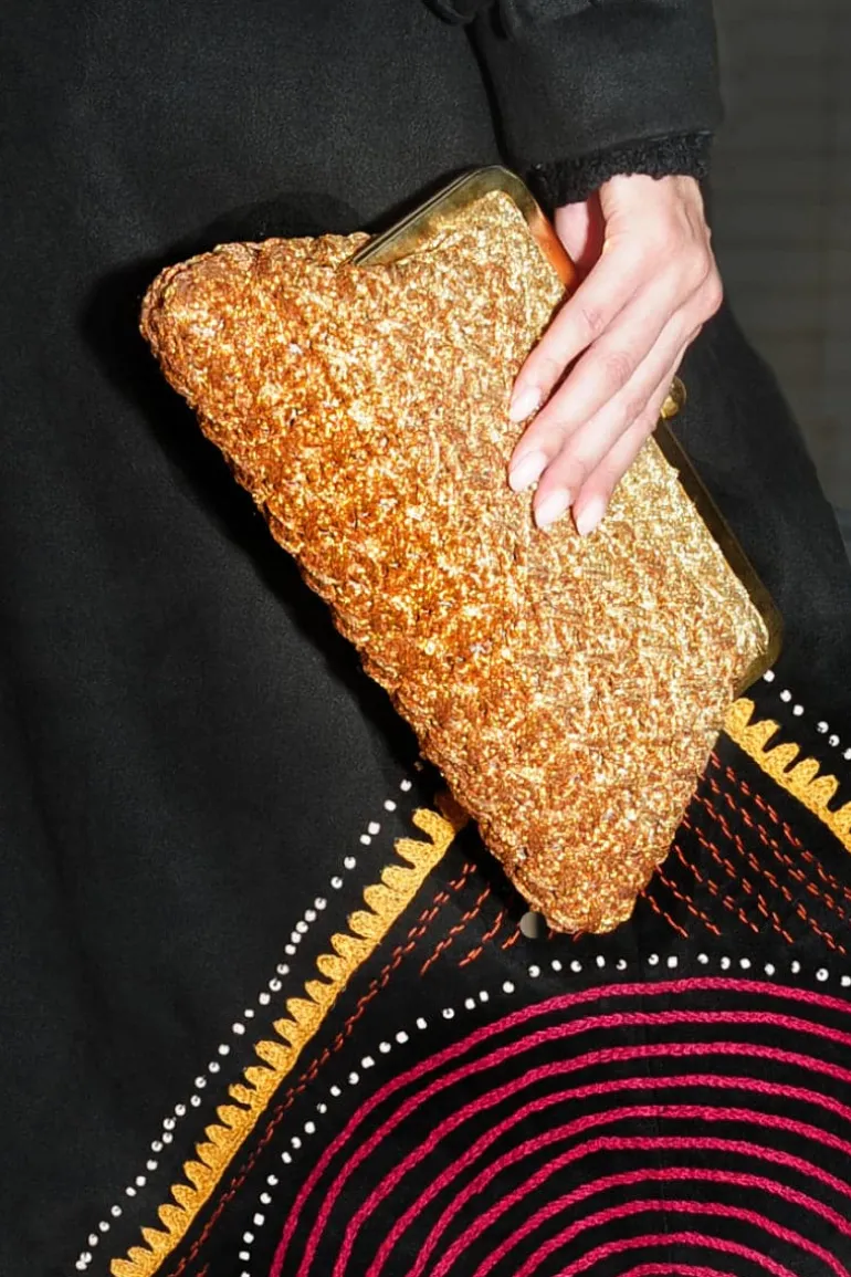 Clutch Bags<CULT MIA ECLIPSE CROCHET CLASSIC CLUTCH Gold