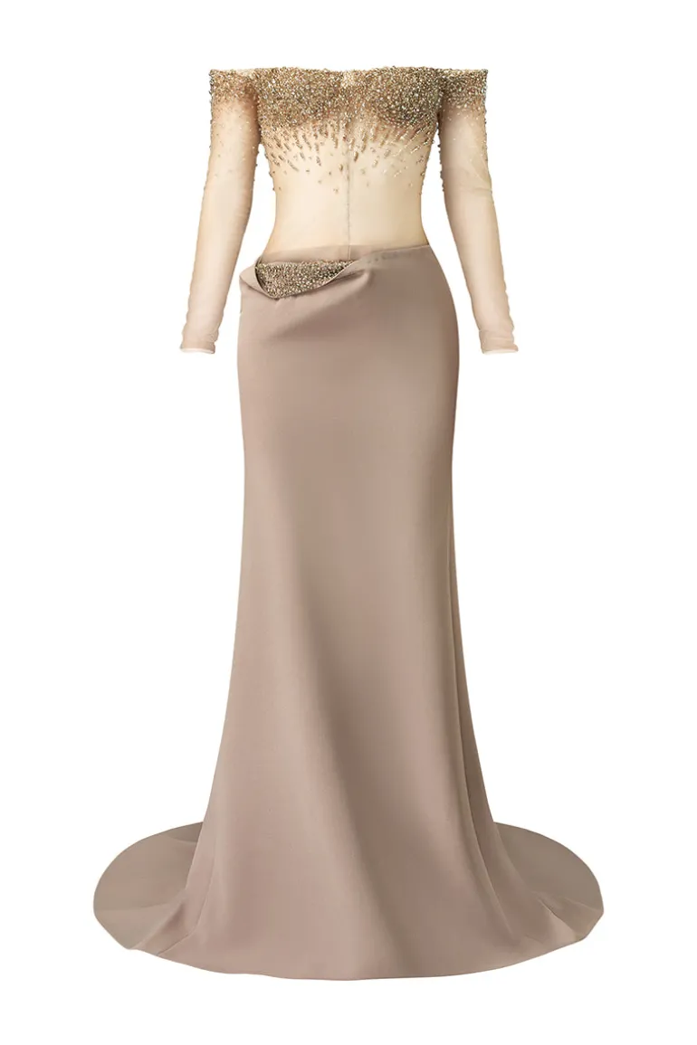 Outfit Sets<CULT MIA ELEGANT SHEER LONG DRESS WITH EMBROIDERED Brown