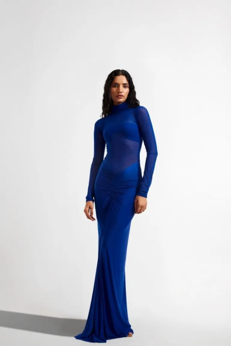 Dresses<CULT MIA ELISE FITTED RUCHED MAXI DRESS Electric Blue