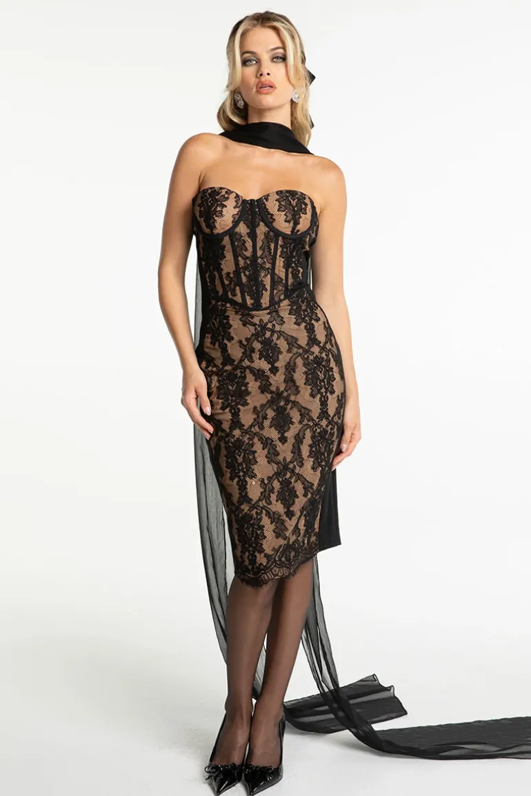 Dresses | Midi Dresses<CULT MIA ELSA LACE DRESS IN Black