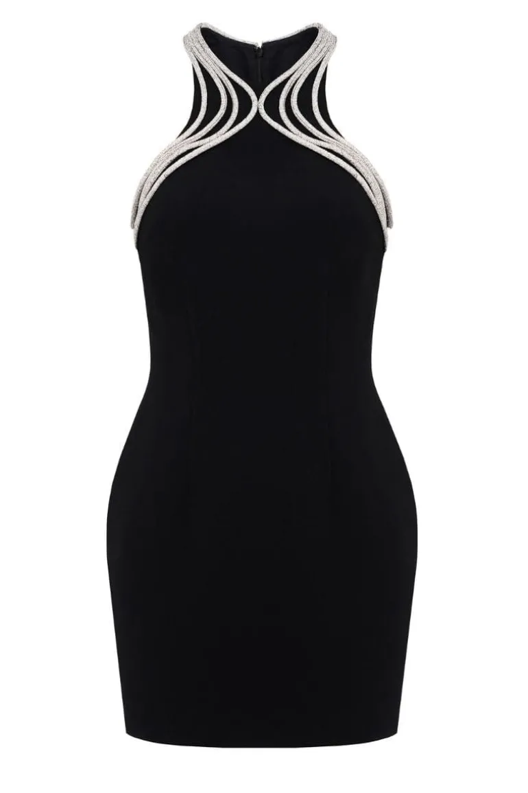Dresses | Mini Dresses<CULT MIA EMBELLISHED HALTER MINI DRESS Black