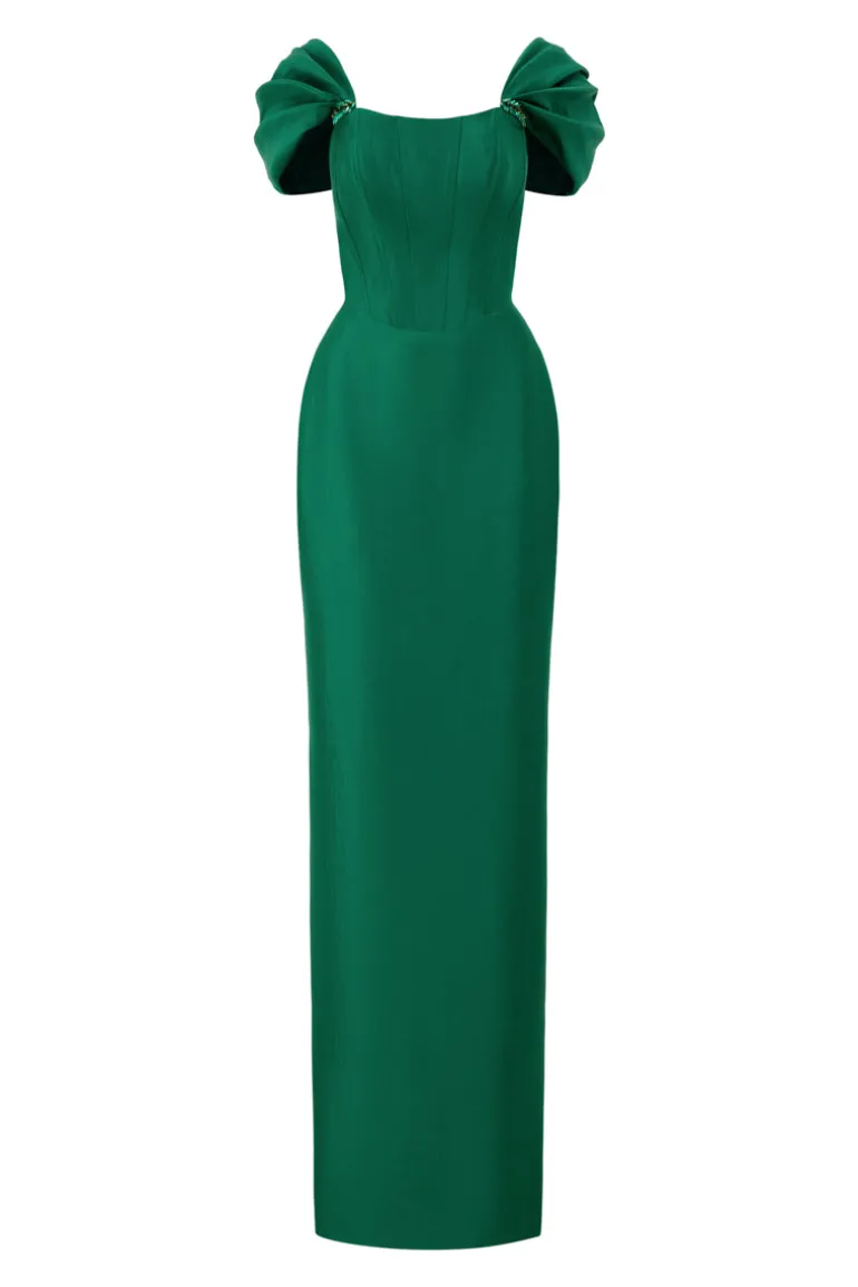 Dresses | Gowns<CULT MIA EMERALD COLUMN EVENING GOWN Dark Green
