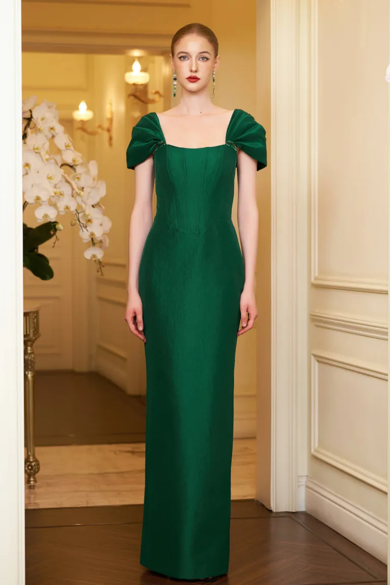 Dresses | Gowns<CULT MIA EMERALD COLUMN EVENING GOWN Dark Green