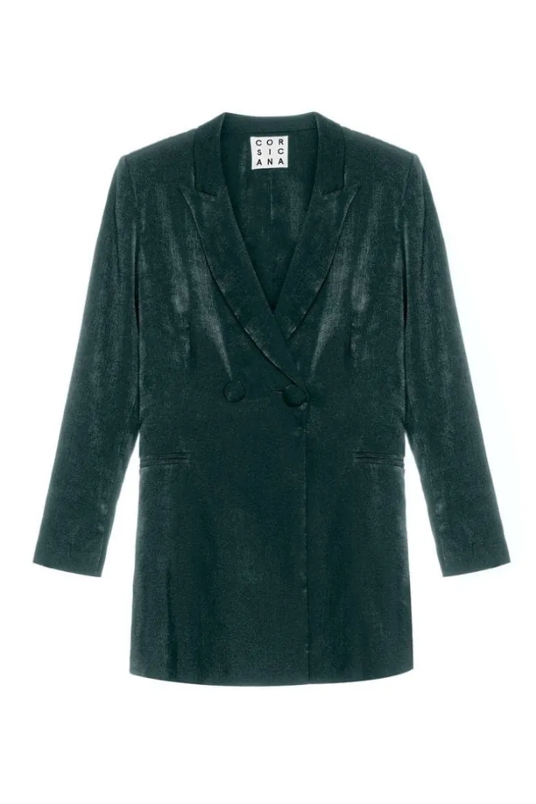 Blazers<CULT MIA SATIN CARYL SUIT BLAZER Emerald green