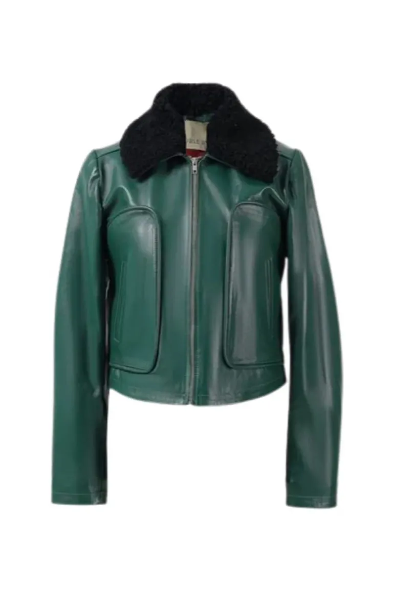 Jackets<CULT MIA EMERY LEATHER JACKET IN Olive