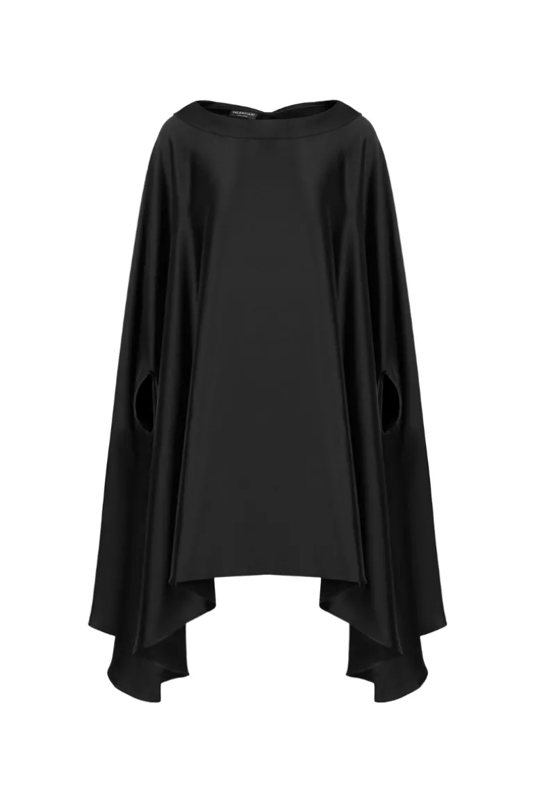 Dresses | Mini Dresses<CULT MIA EMMALYN FLARED BATWING SLEEVED SILK SATIN MINI DRESS Black