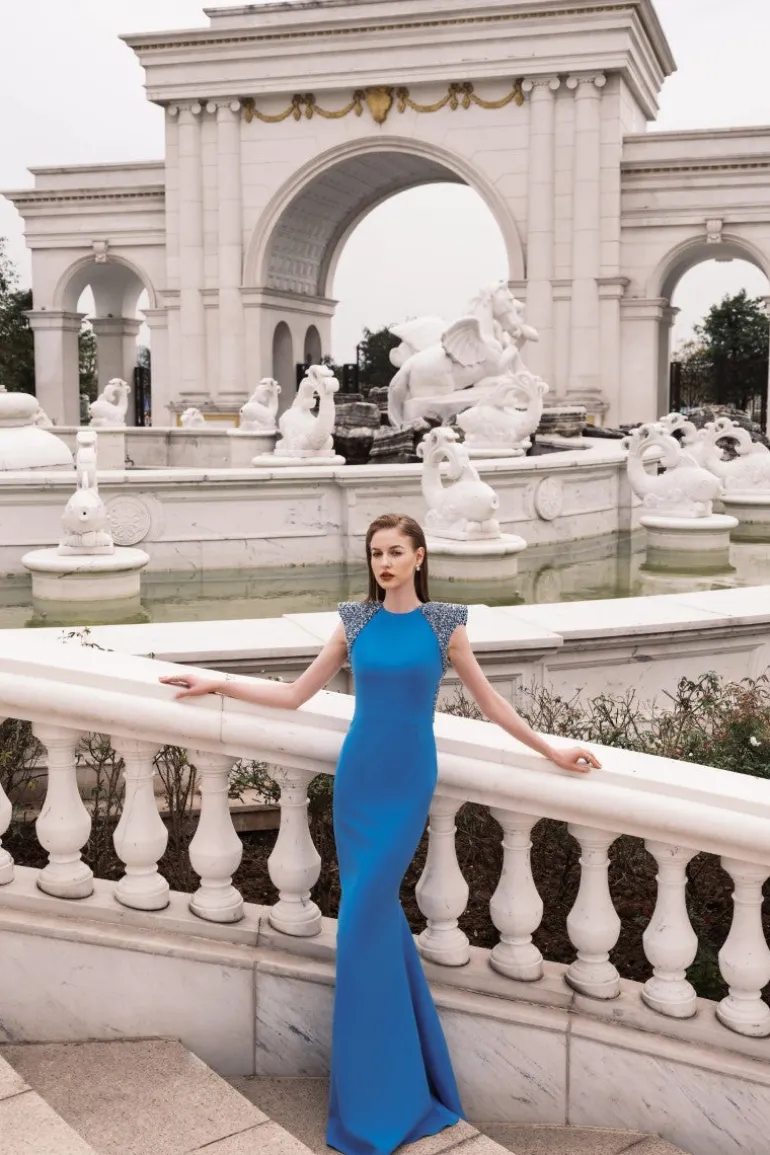 Dresses | Gowns<CULT MIA ENID CAP SLEEVE MERMAID GOWN Azuze Blue