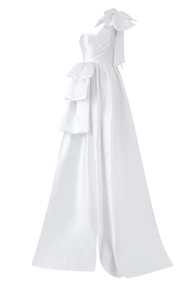 Dresses | Gowns<CULT MIA ETHELBERT TAFFETA BOW TIE GOWN White