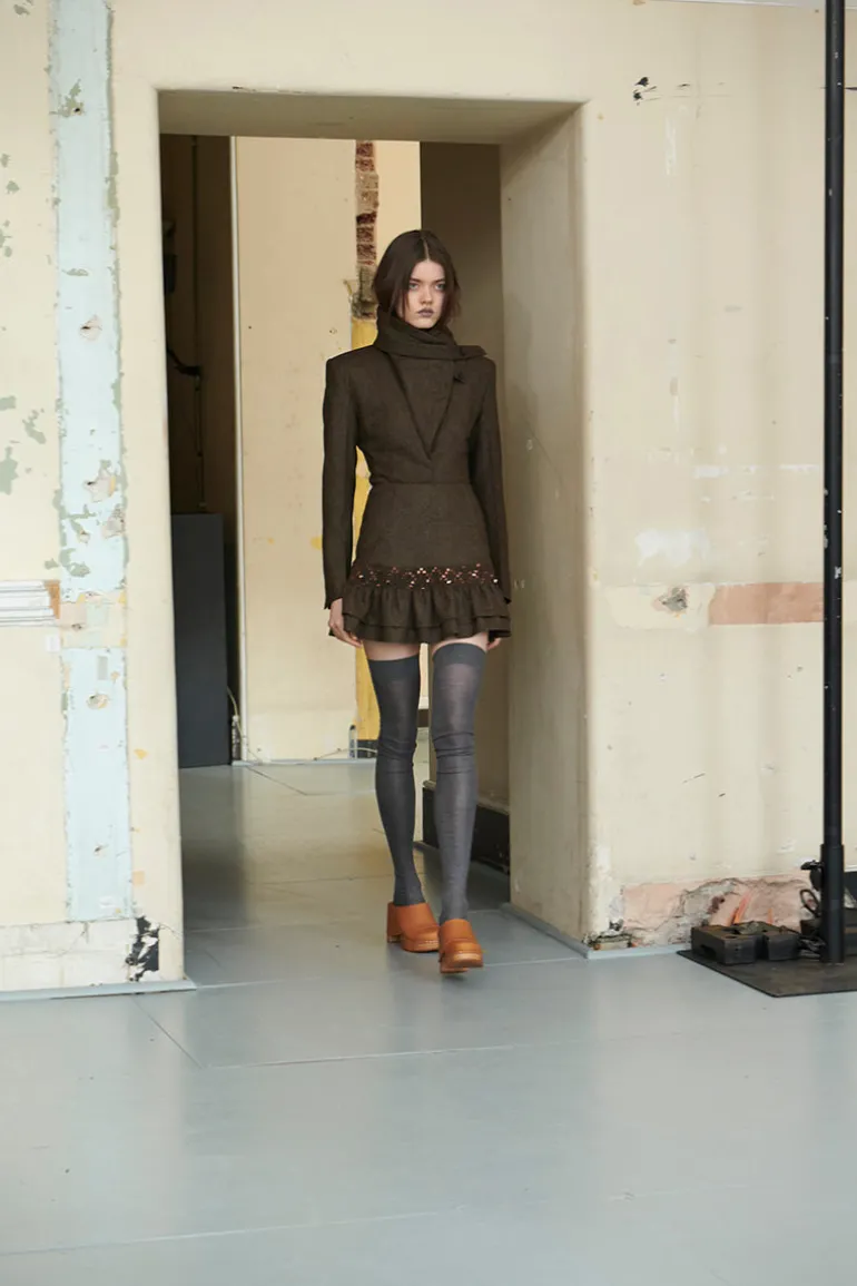 Jackets<CULT MIA EUSTON FITTED JACKET WITH BELT AND POCKETS IN Mud