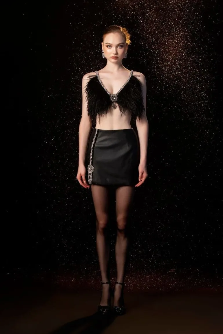 Outfit Sets<CULT MIA EVA CROP TOP AND MINI SKIRT SET Black
