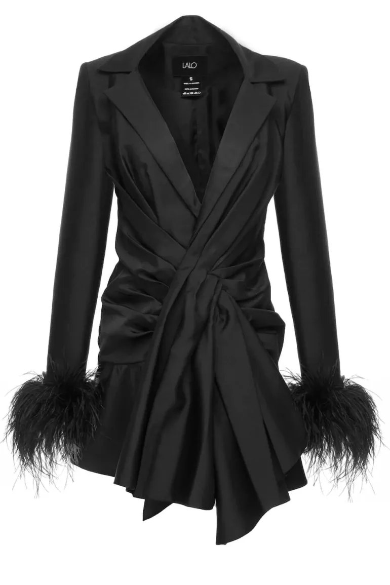 Dresses | Mini Dresses<CULT MIA FEATHER-TRIMMED SILK-BLEND MINI DRESS